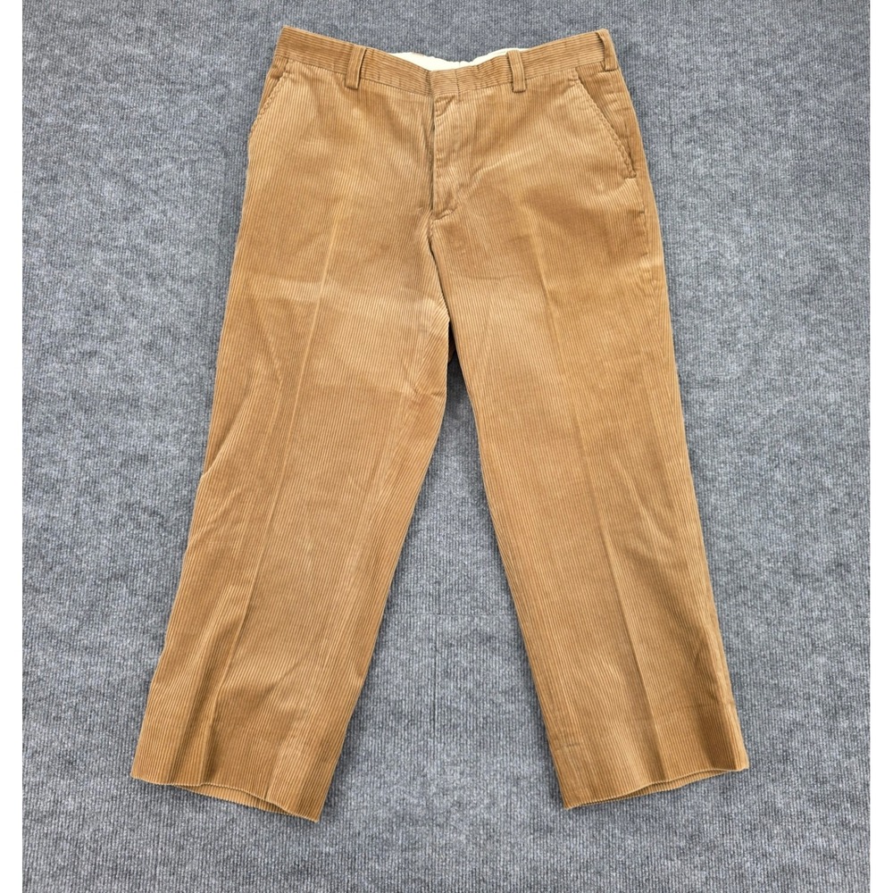 Orvis Mens Tan Wide Wale Corduroy Pants Straight Leg Cotton Trousers 36x27.5